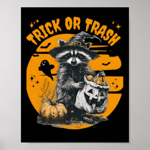 Poster Rastreio De Raccoon Halloween Ou Ratos De Lixo Vi