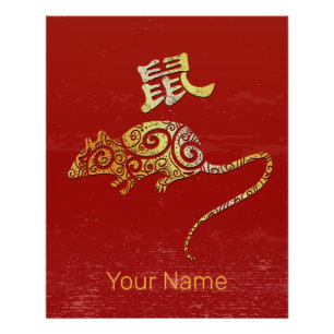 Póster Rat Chinês - Símbolo de constelação do Horoscópio 