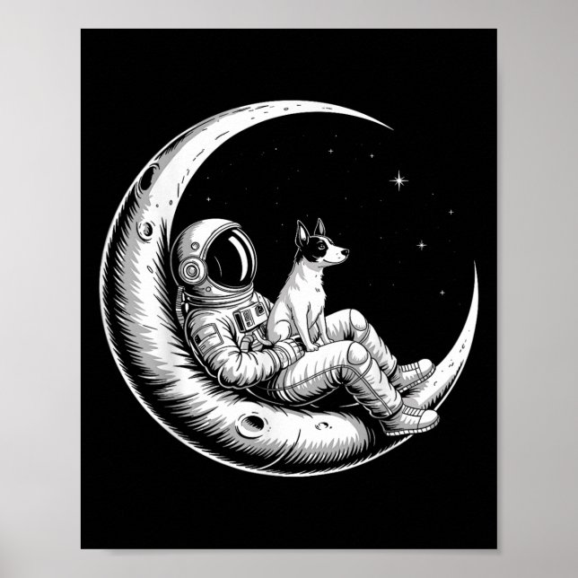 Poster Rat Terrier Astronauta Galaxy Moon Dog Amantes (Frente)
