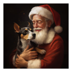 Póster Rat Terrier Com Claus de Natal Festivo 