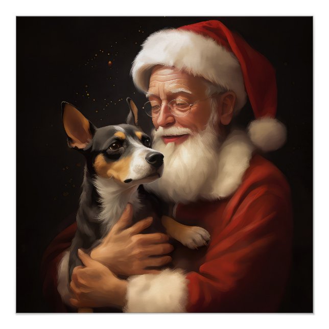 Póster Rat Terrier Com Claus de Natal Festivo  (Frente)