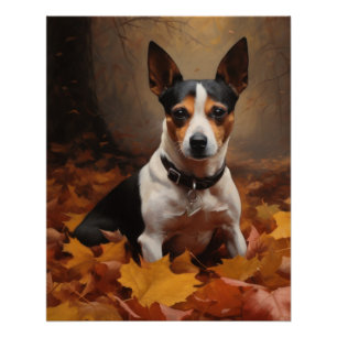 Póster Rat Terrier nas Folhas de Outono Caem Inspiração