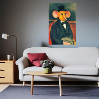 Poster Rato antropomórfico num fato preto | Arte AI