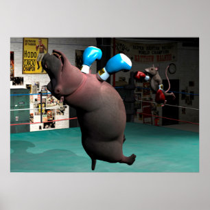 Póster Rato bate Hippo KO