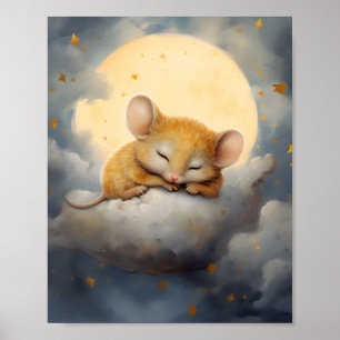 Poster Rato Bonito dormindo numa nuvem