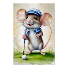 Póster Rato Bonito Jogando Golfe