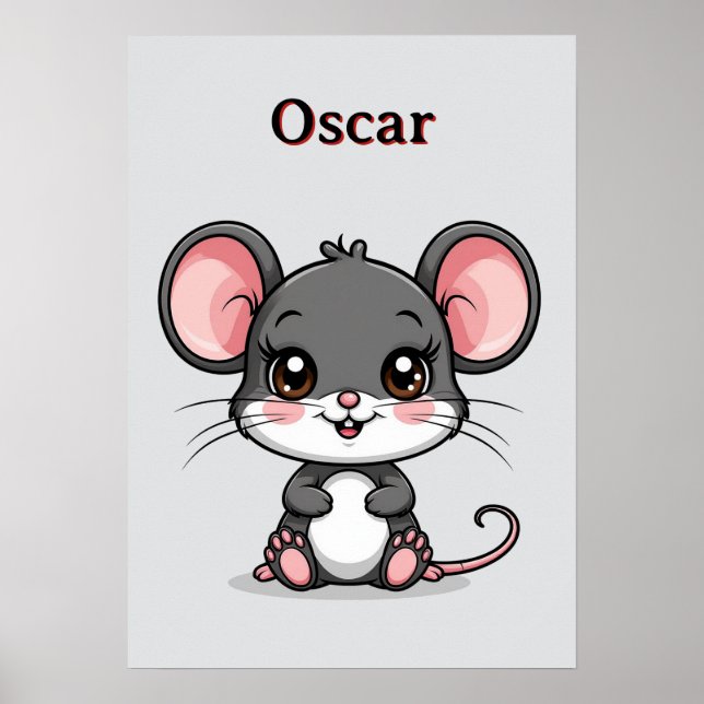 Poster Rato de Desenho Adorável com Orelhas Grandes 🐭Dec (Frente)
