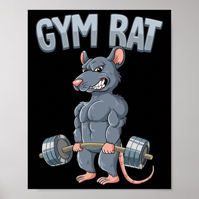 Poster Rato de Gym com Formação de Peso (Frente)