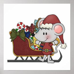 Poster Rato do papai noel com trenó