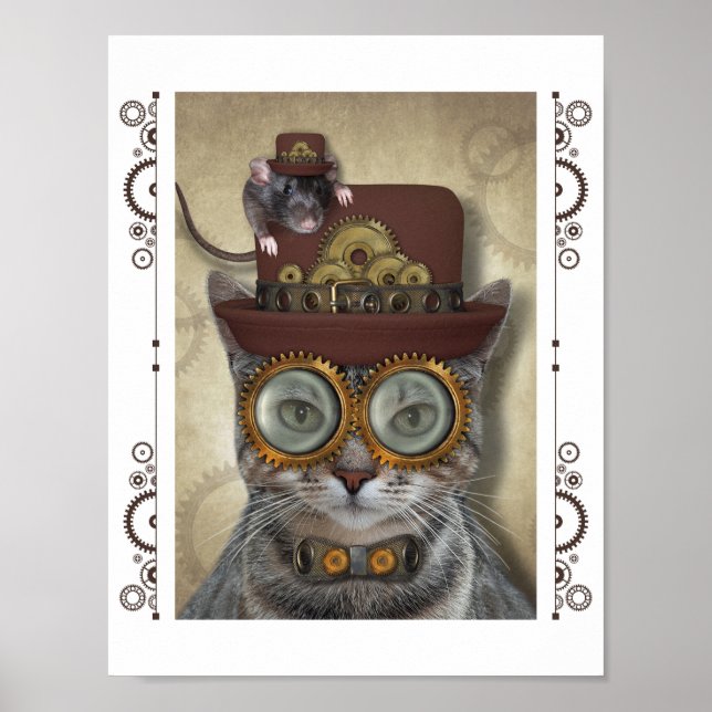Poster Rato e Gato Steampunk (Frente)