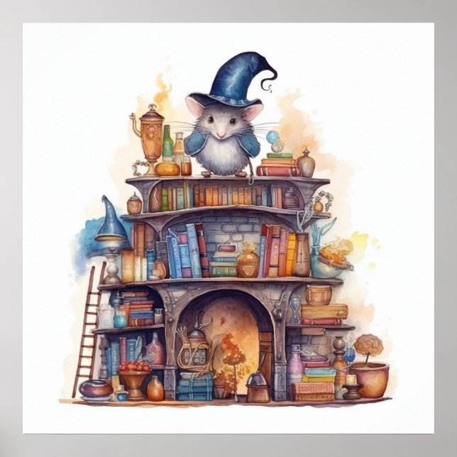 Poster Rato em cima de livros 4 (Frente)