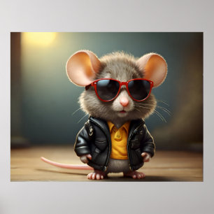 Poster Rato engraçado com óculos