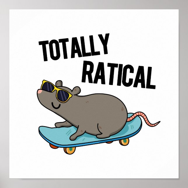 Poster Rato Funny Rat Pun Totalmente Ratical (Frente)
