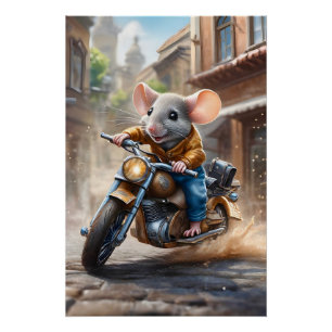 Póster Rato giro motocicleta