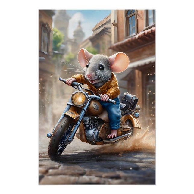 Póster Rato giro motocicleta (Frente)