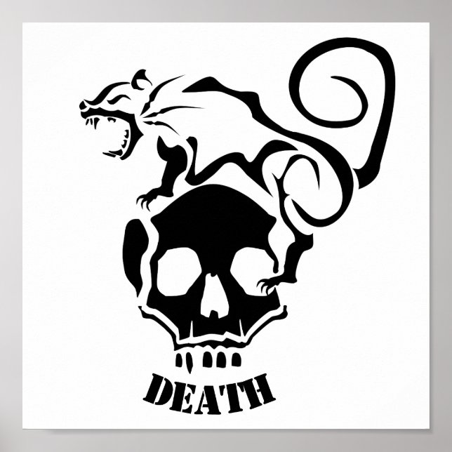 Poster Rato raivoso num crânio de Mau (Frente)