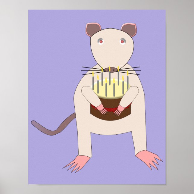 Poster Rato Siamês com Bolo de Aniversário (Frente)