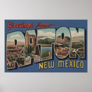 Póster Raton, New Mexico - Large Letter Scenes
