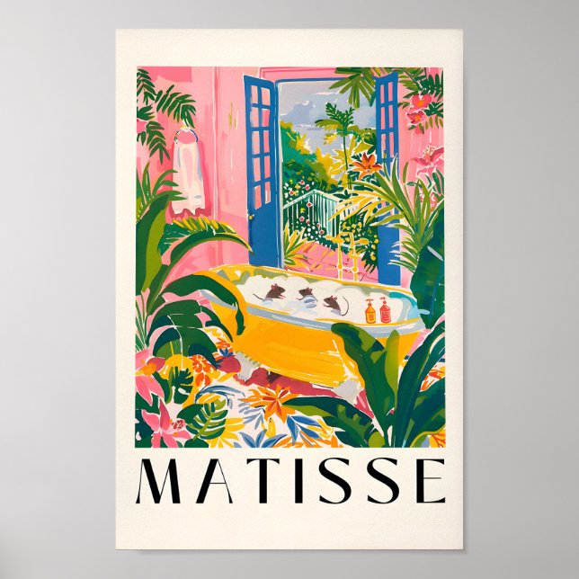 Poster Ratos De Bathtub Funny Poster, Matisse Impressão,  (Frente)