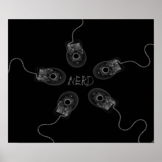 Póster Ratos de Computador de Raios X Nerd B&W para Impre (Frente)