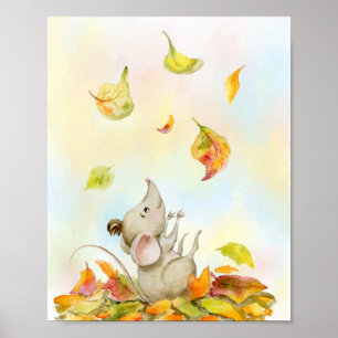 Poster Ratos e folhas de queda de laranja-acastanhada
