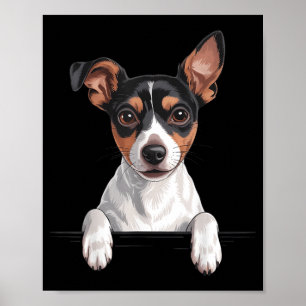Poster Rattie Terrier Fofo Espiando Amante de Cachorro