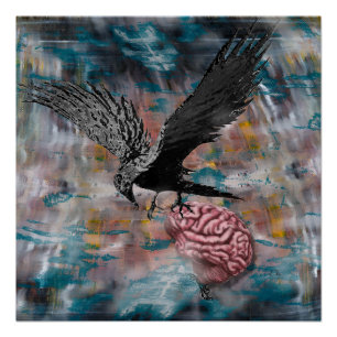 Póster Raven Crow Black Bird Abstrato surreal Art