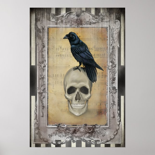 Póster Raven e Skull halloween (Frente)