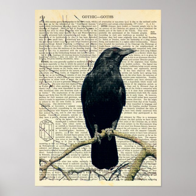 Poster Raven Empoleirado, Corvo, Edgar Allan Poe, Gótico (Frente)