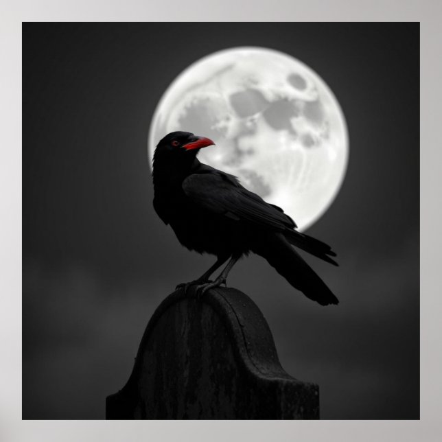 Poster Raven Enigmático e Lua Cheia - Arma de Carvões Mís (Frente)