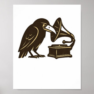Poster Raven Gramophone Vintage Music Art