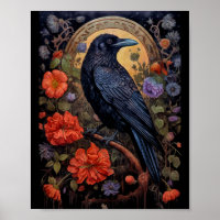 Raven Preto com Design Gótico Flores