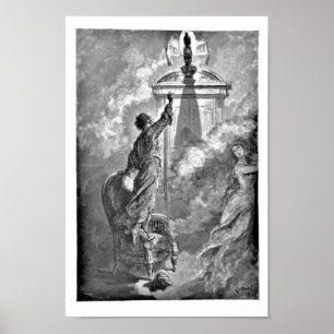 Póster Raven sobre a Ilustração Bust Edgar Allan Poe Dore