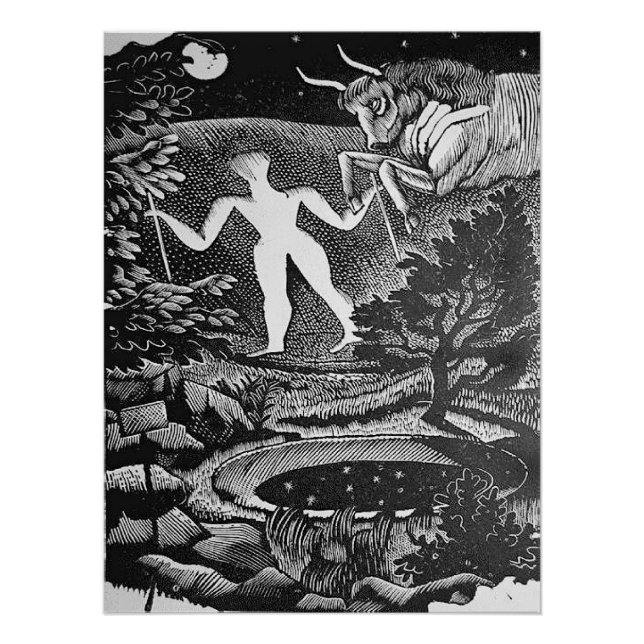 Póster Raviliar - maio, Woodcut de Long Man Wilmington, (Frente)