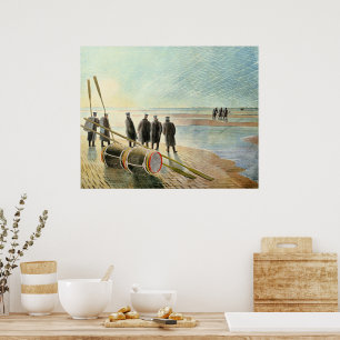 Poster Ravilious - Trabalho Perigoso na Maré Baixa,