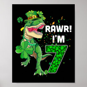 Poster Rawr eu tenho 7 anos de idade 2015 T Rex Dinossaur