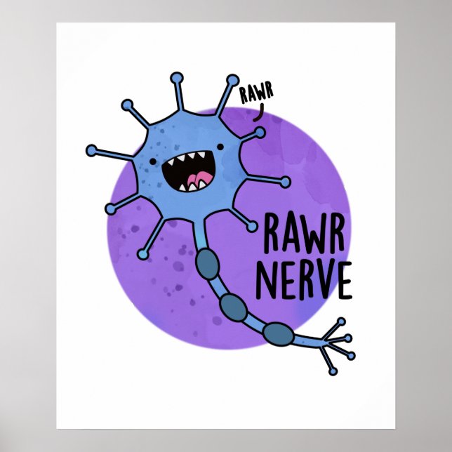 Poster Rawr Nerve Funny Neuron Nerve Pun (Frente)
