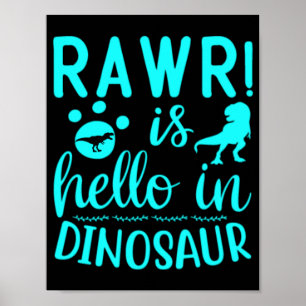 Poster Rawr! Olá No Dinossauro