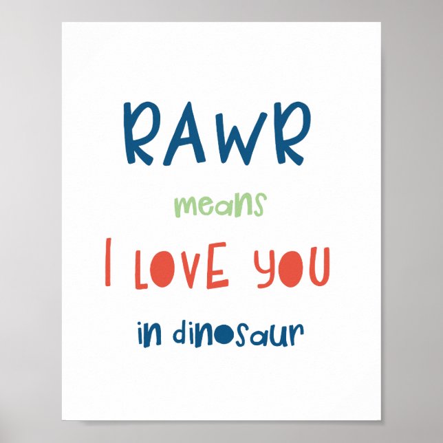 Poster Rawr significa Eu amo você em Dinossauro (Frente)