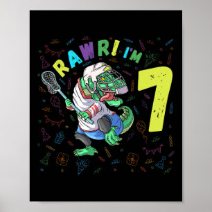 Poster Rawr, sou 7 Dinossauros T-rex, 7 anos, Aniversário