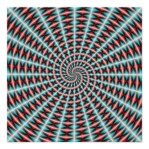 Póster Ray e Espiral em Azul e Vermelho