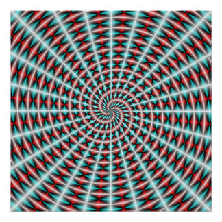 Póster Ray e Espiral em Azul e Vermelho