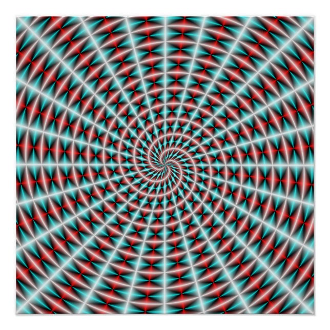 Póster Ray e Espiral em Azul e Vermelho (Frente)