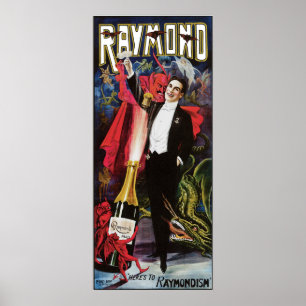 Póster Raymond o ato mágico do grande vintage do mágico