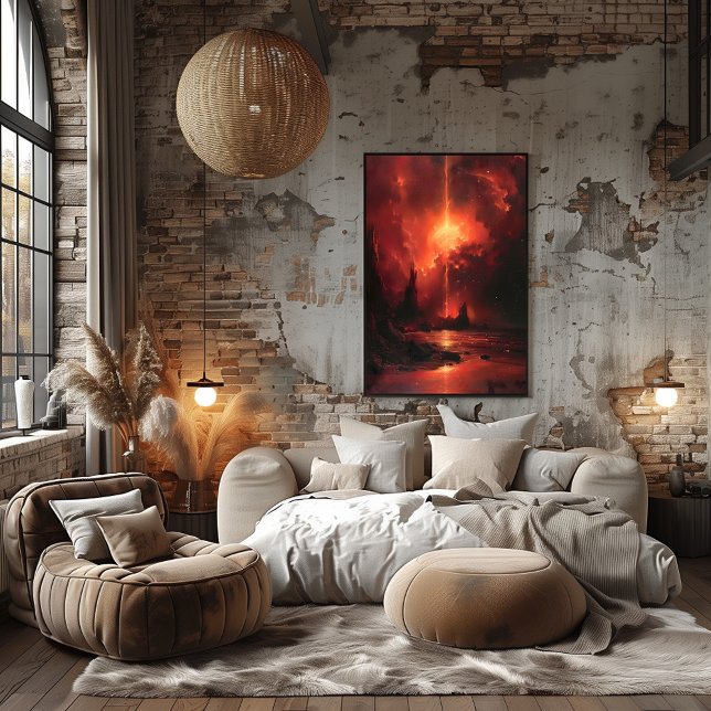 Póster Rayo Celestial Ardiente: Atardecer Surrealista. (Criador carregado)