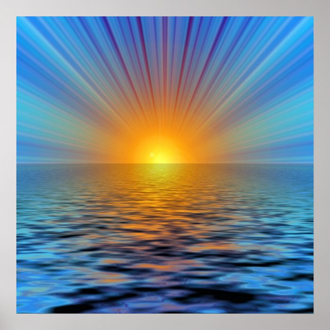 Póster rays- 687316 DIGITAL SUNRISE OCEAN RIPPLES BACKGRO (Frente)
