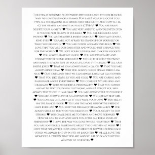 Poster razões pelas quais te amamos no aniversário do mar