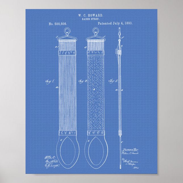 Póster Razor Strop 1893 Patent Art Blueprint (Frente)