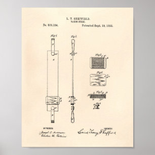 Póster Razor Strop 1893 Patent Art Old Peper