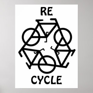 Póster RE símbolo da bicicleta do reciclar do CICLO